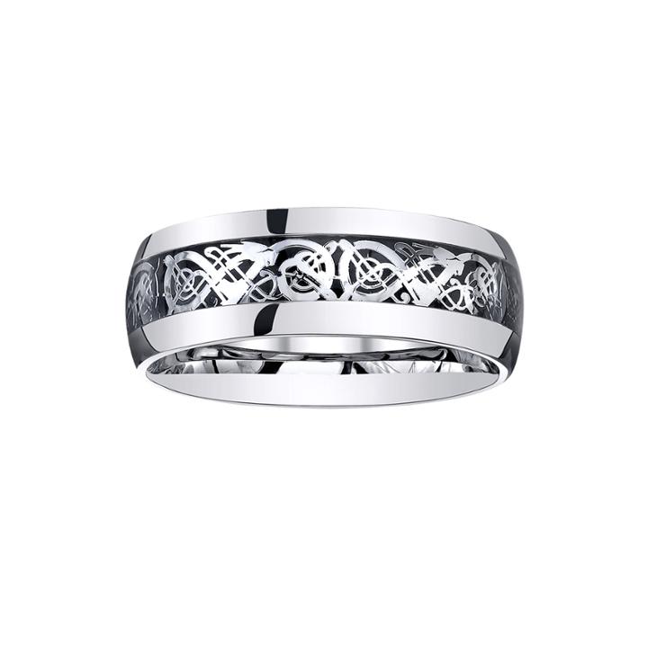 Mens Comfort-fit Filigree Ring In Stainless Steel