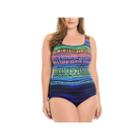 Le Cove Bordered One Piece Swimsuit Plus