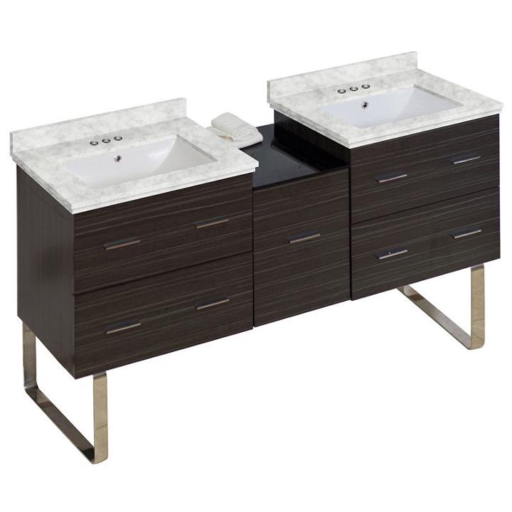 61.5-in. W Floor Mount Dawn Grey Vanity Set For 3h4-in. Drilling Bianca Carara Top White Um Sink