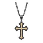 Black Cubic Zirconia Stainless Steel Cross Pendant Necklace