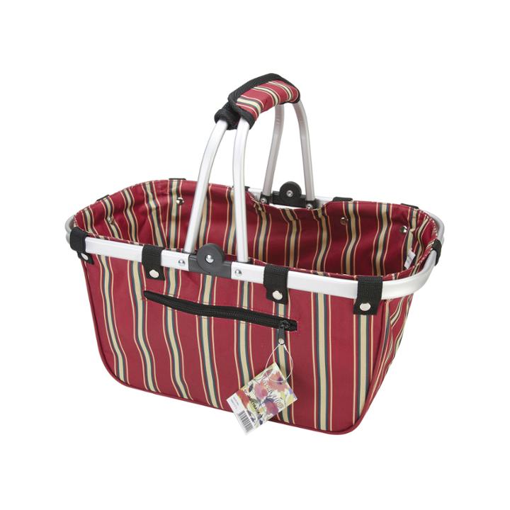 Janetbasket Large Red Stripes Aluminum Frame Basket