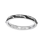Personally Stackable Black Enamel Striped Sterling Silver Ring