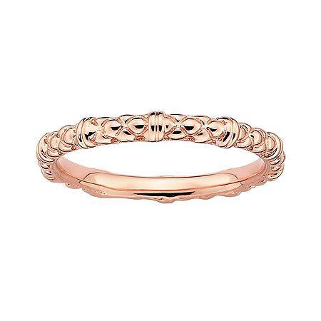 Personally Stackable 18k Rose Gold Over Sterling Silver 1.5mm Cable Ring