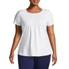 Liz Claiborne Cap Sleeve Mix Media Tee- Plus