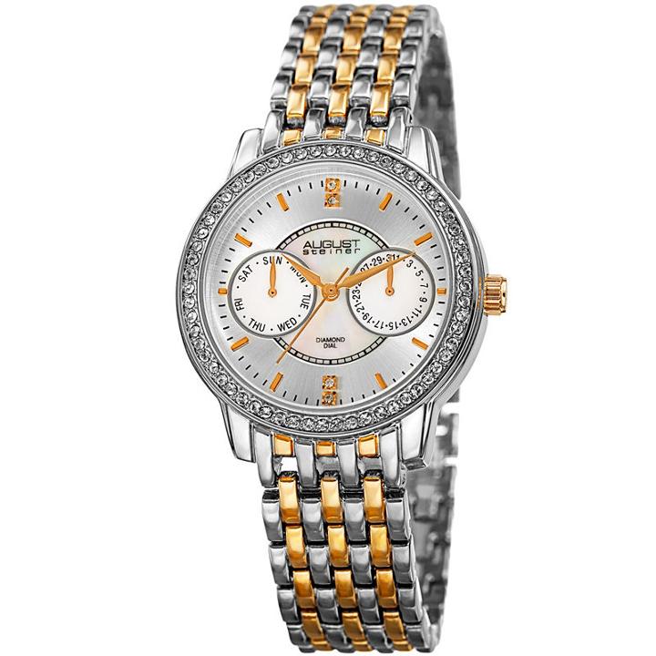 August Steiner Womens Two Tone Strap Watch-as-8228ttg