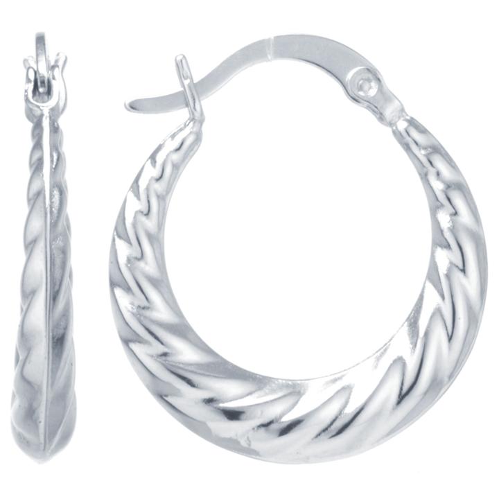 Silver Treasures Sterling Silver 22mm Curved Hoops