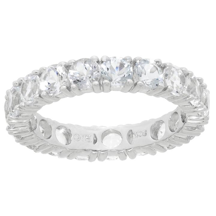 Womens White Topaz Sterling Silver Band