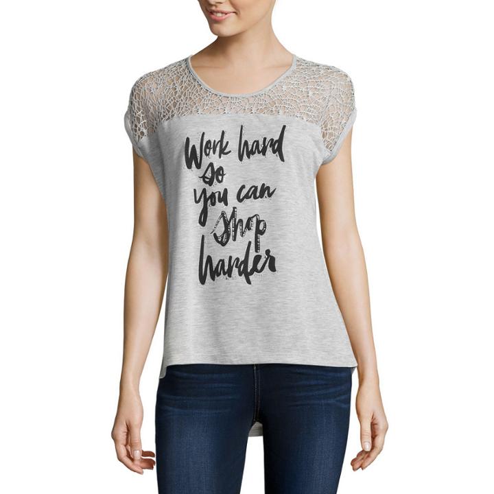 I Jeans By Buffalo Short Sleeve Scoop Neck Screen Tee