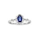 Womens Diamond Accent Lab Created Blue Sapphire Sterling Silver Delicate Ring