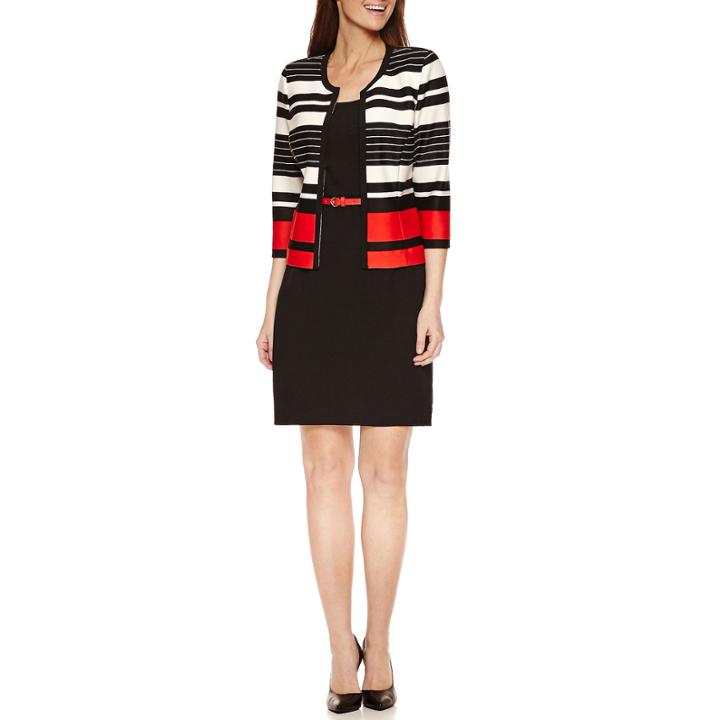 Studio 1 3/4 Sleeve Belted Jacket Dress