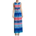 Donna Ricco Sleeveless Watercolor Stripe Maxi Dress - Petite