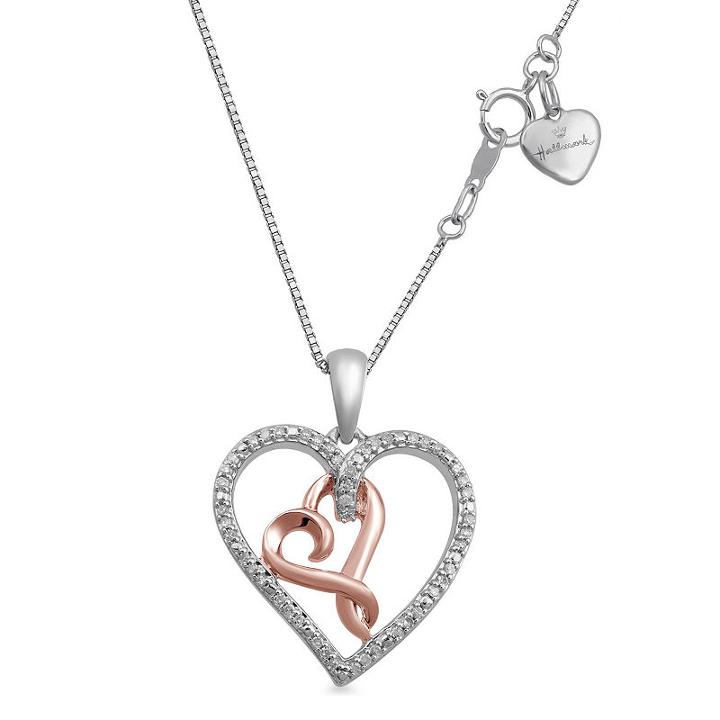 Hallmark Diamonds Womens 1/10 Ct. T.w. Genuine White Diamond Pendant Necklace