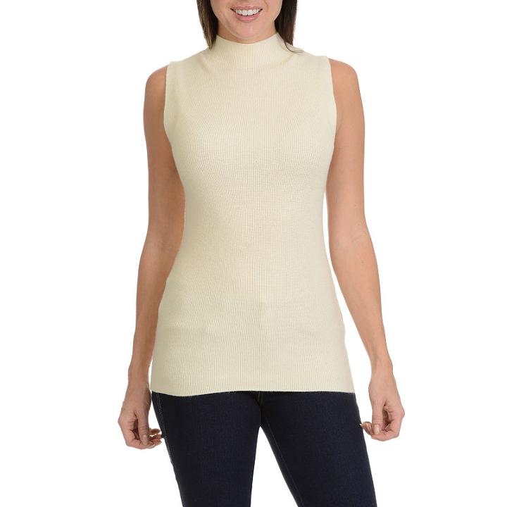Harve Benard Mock Neck Sleeveless Sweater