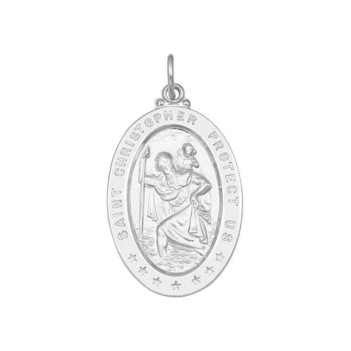 Religious Jewelry Sterling Silver Oval Saint Christopher Medal Charm Pendant