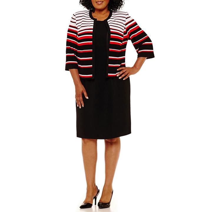 Studio 1 Sleeveless Stripe Jacket Dress - Plus
