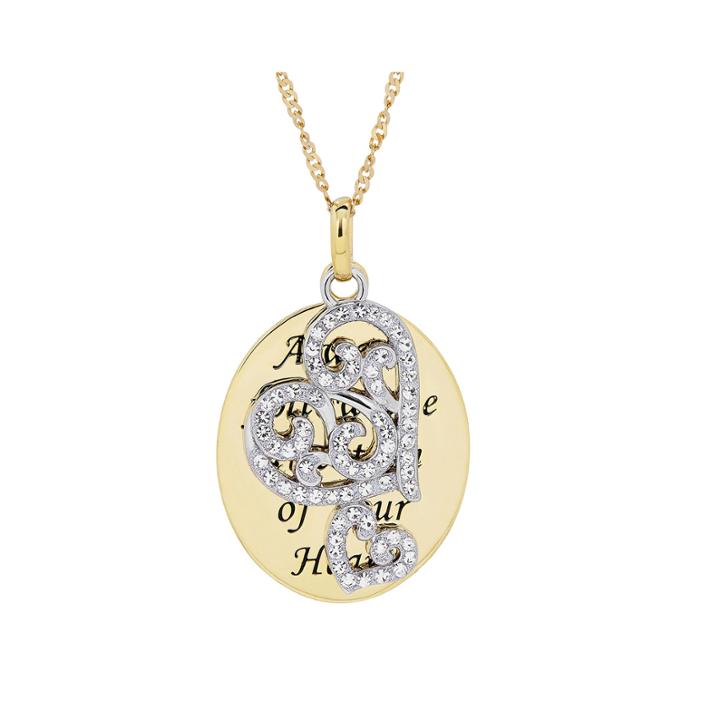 Womens White Crystal Gold Over Silver Pendant Necklace
