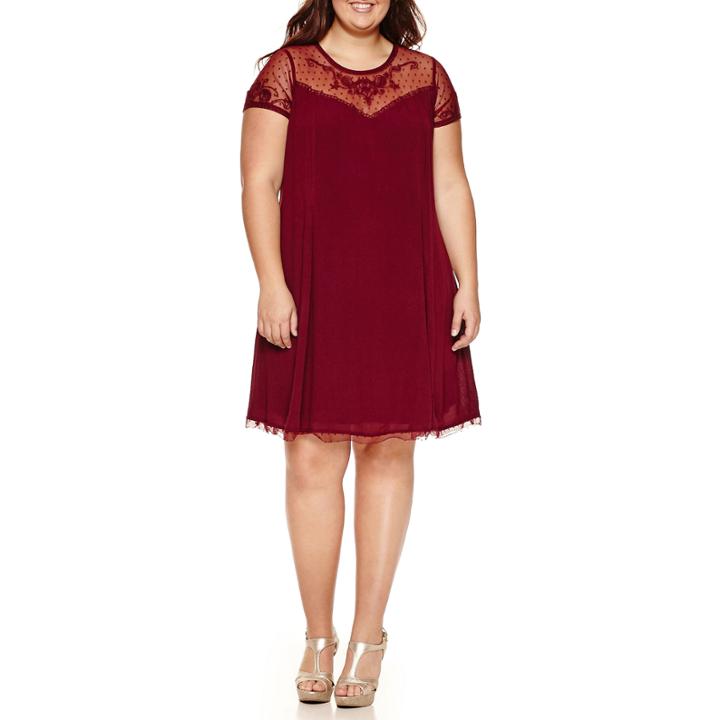 City Triangle Short Sleeve A-line Dress-juniors Plus
