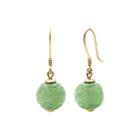 Green Jade14k Yellow Gold Carved Earrings