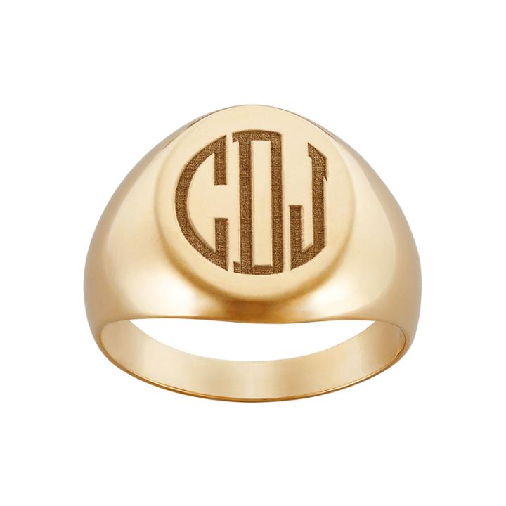 Personalized Mens Oval Monogram Ring