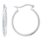 Silver Treasures 30mm Inside Out Click Top Clear Pure Silver Over Brass 30mm Hoop Earrings