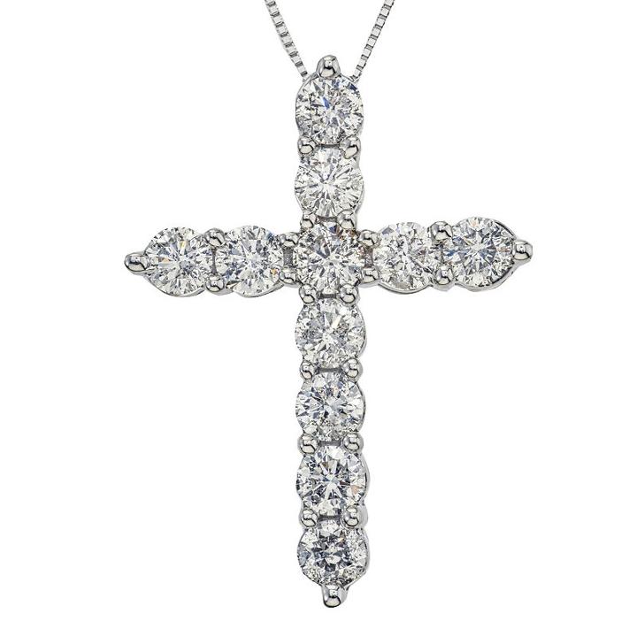 Womens 2 Ct. T.w. Genuine White Diamond Cross Pendant Necklace
