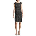 London Style Collection Cap-sleeve Lace-inset Sheath Dress - Petite