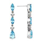 Lab-created Blue Topaz And Diamond-accent 10k White Gold Drop Earrings
