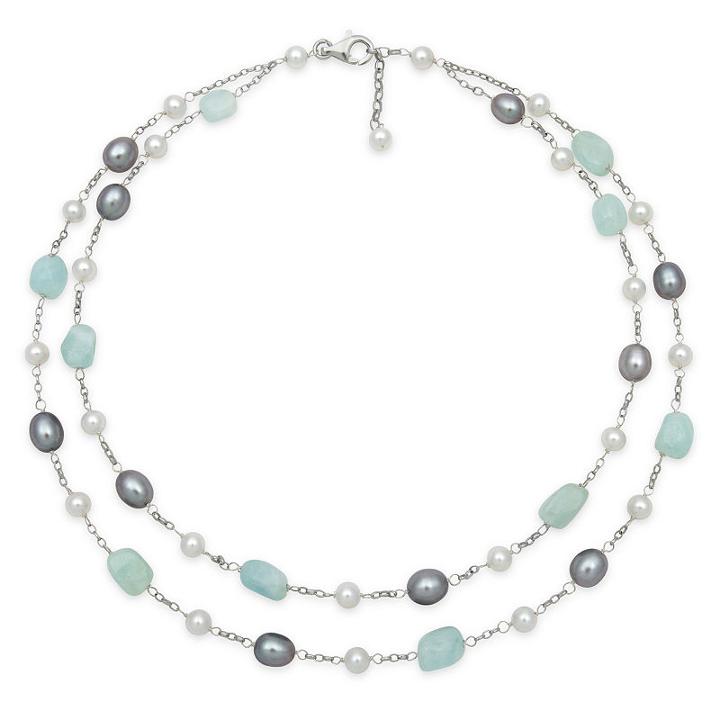 Blue Aquamarine Beaded Necklace