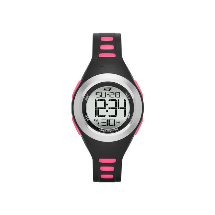 Skechers Womens Black And Pink Strap Digital Watch