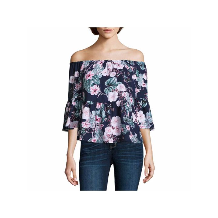 A.n.a 3/4 Sleeve Square Neck Woven Blouse-talls