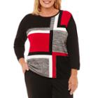 Alfred Dunner Talk Of The Town Colorblock Pullover Sweater-plus