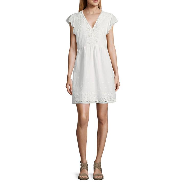 City Triangle Short Sleeve Drop Waist Dress-juniors