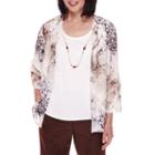 Alfred Dunner 3/4-sleeve Floral-print Layered Top With Necklace