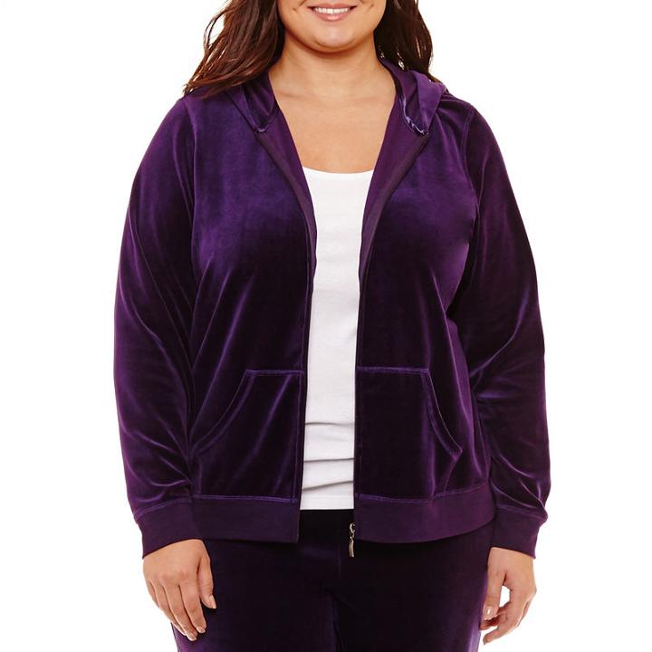 St. John's Bay Active Long Sleeve Velour Jacket - Plus