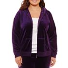 St. John's Bay Active Long Sleeve Velour Jacket - Plus