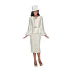 Giovanna Collection Women's Silk Wool And Tiered Lace 3-piece Skirt Suit