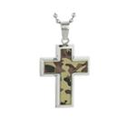 Mens Stainless Steel And Camouflage Cross Pendant Necklace