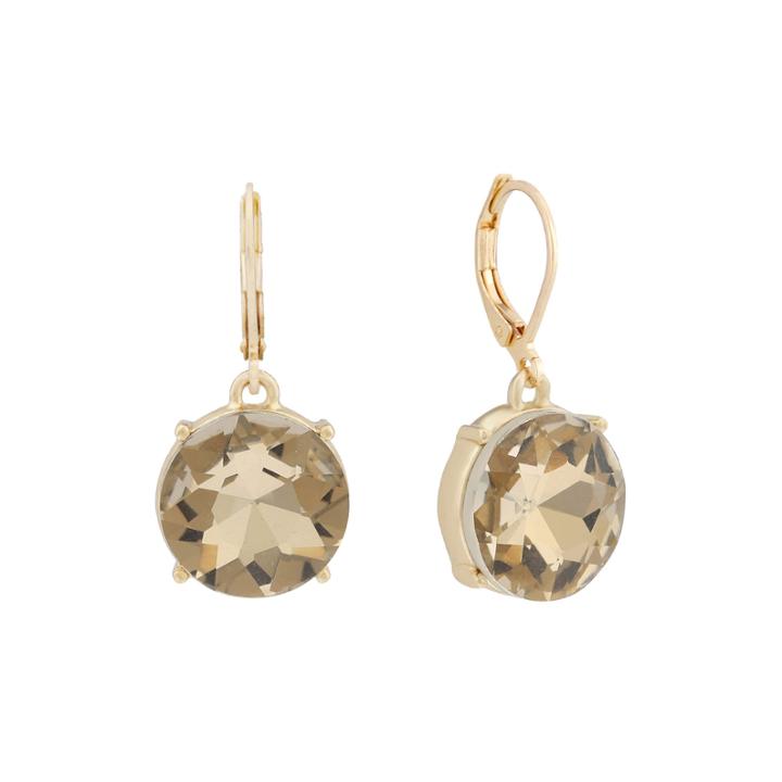 Monet Brown Glass Gold-tone Drop Earrings