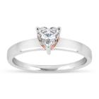 Sterling Silver & 18k Rose Gold Over Silver Heart Cut 1 1/10 Ct. T.w. Solitaire Ring Featuring Swarovski Zirconia