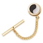 Yin & Yang Gold-plated Tie Tack With Onyx & Mother-of-pearl
