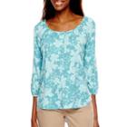 St. John's Bay 3/4-sleeve Popover Peasant Top - Tall