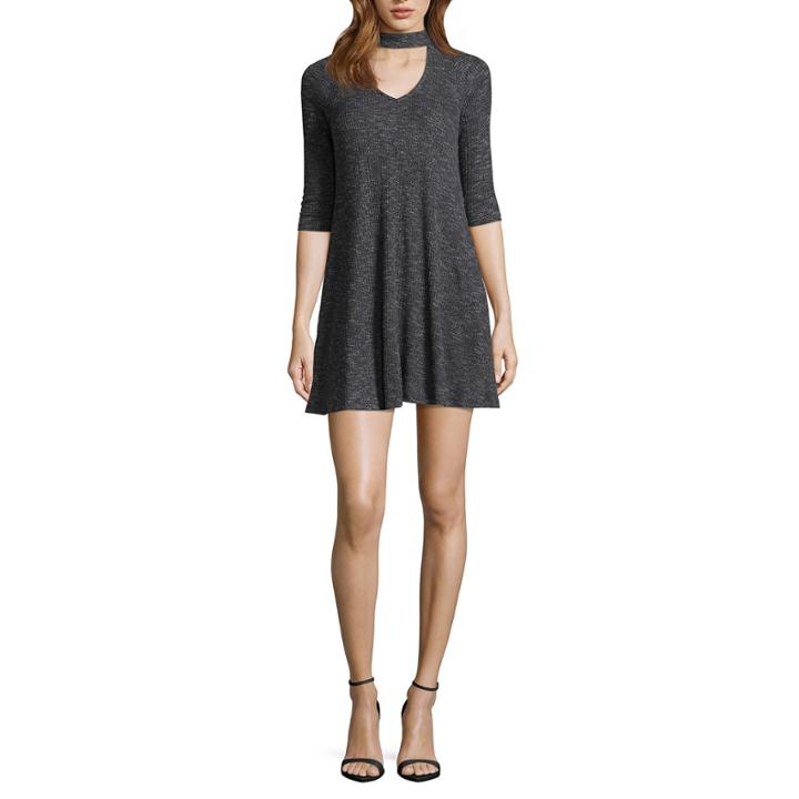 By & By Elbow Sleeve A-line Dress-juniors