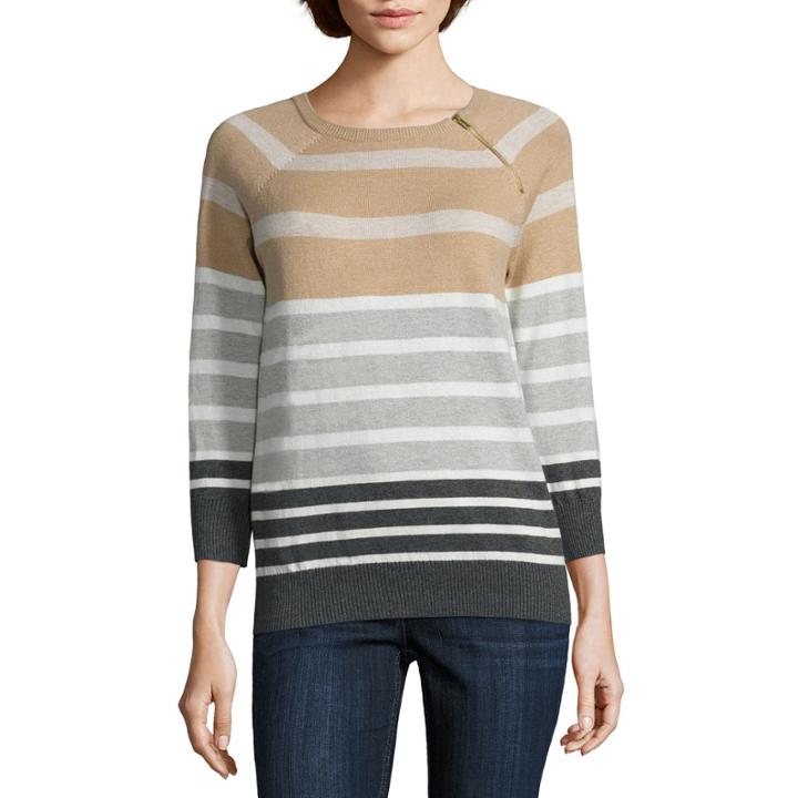 Liz Claiborne 3/4 Sleeve Pullover Sweater-petites