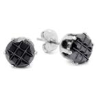 Black Cubic Zirconia Stainless Steel 6mm Stud Earrings