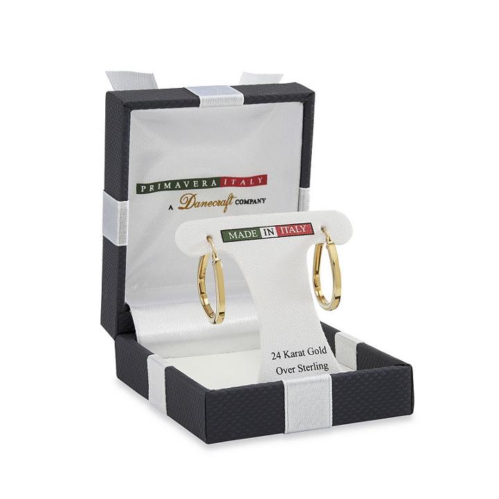 Made In Italy 24k Gold Over Silver Sterling Silver 16mm Hoop Earrings