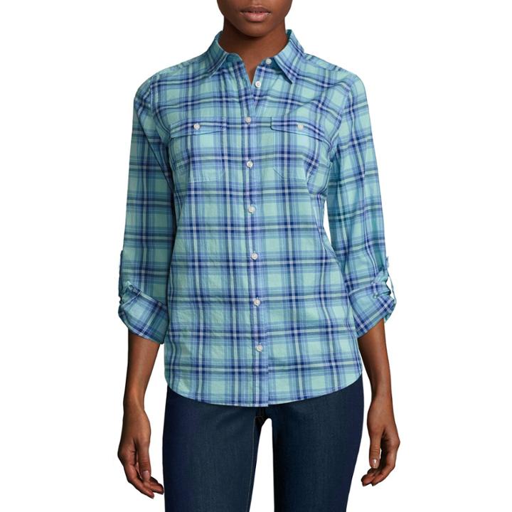 St. John's Bay Long Sleeve Button-front Shirt