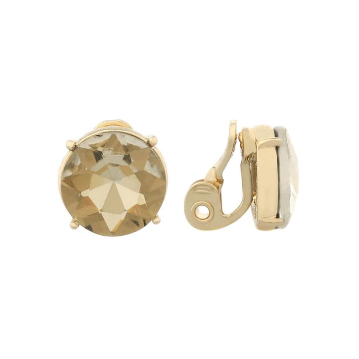 Monet Jewelry Brown And Goldtone Stud Clip Earring