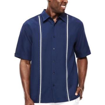 Havanera Havanera Essentials Short Sleeve Panel Button-front Shirt-big And Tall