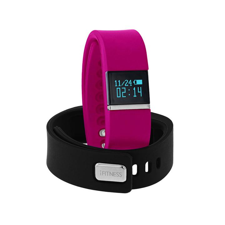 Ifitness Ifitness Activity Tracker Silver/fuschia And Black Interchangeable Band Unisex Multicolor Smart Watch-ift2436bk668-338
