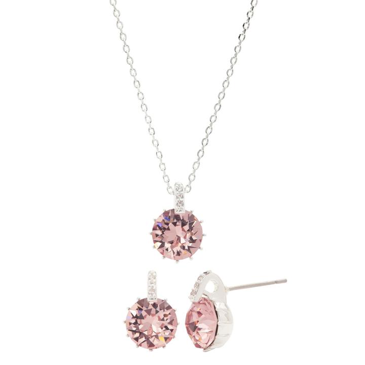 Sparkle Allure Womens Pink Silver Over Brass Jewelry Set